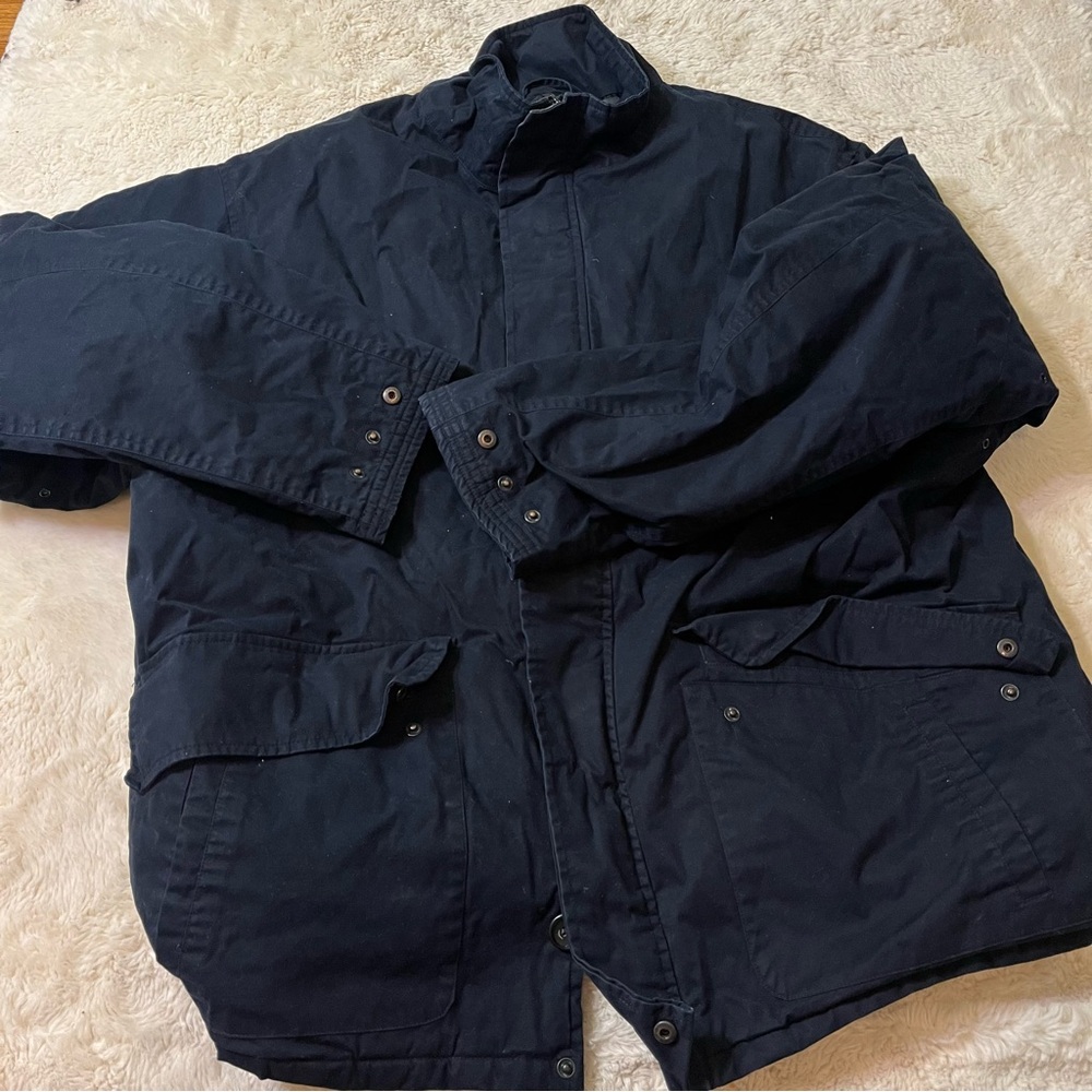 Vintage Polo Ralph Lauren Utility Chore Jacket navy Quilted Lining Mens XXL